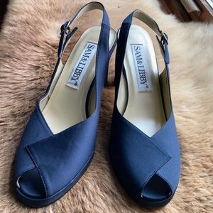 Navy Satin high heels
